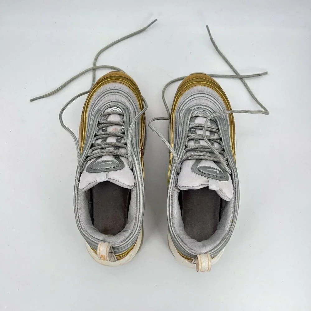 Nike Air Max 97 SE White Metallic Gold Women Running Shoes AQ4137-001 Size 8